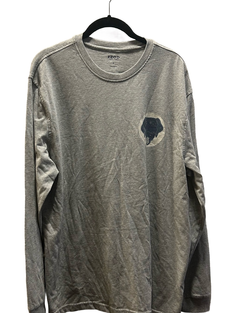 🔥Izod Men's Long Sleeve Crewneck Shirt - Gray with Dark Accent
